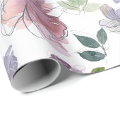 Roze Paarse bloemblaadjes Witte achtergrond Cadeaupapier (Rol Hoek)