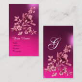 ROZE PAARSE BLOEMBOEKET MET ANJER MONOGRAM VISITEKAARTJE (Voorkant / Achterkant)