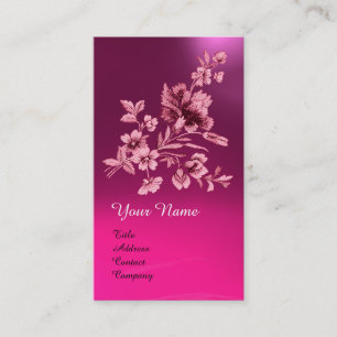 ROZE PAARSE BLOEMBOEKET MET ANJER MONOGRAM VISITEKAARTJE