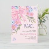 Roze paarse Bloemboog baby shower Kaart (Staand voorkant)