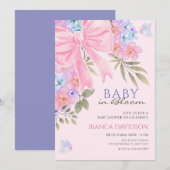 Roze paarse Bloemboog baby shower Kaart (Voorkant / Achterkant)