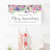 Roze Paarse Bloemen 50ste Verjaardagsfeestje Welko Spandoek (Insitu)