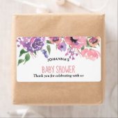 Roze Paarse bloemen | Baby shower Dank u Etiket (Insitu)