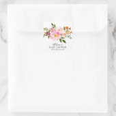 Roze & Paarse Bloemen Baby showers Envelope Seal Vierkante Sticker (Tas)