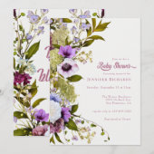 Roze paarse bloemen | Bloom Baby shower Kaart (Voorkant / Achterkant)