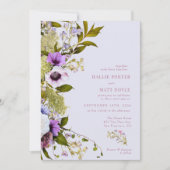 Roze paarse bloemen | Bloom Bruiloft Kaart (Voorkant)