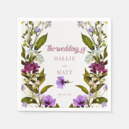 Roze paarse bloemen | Bloom Bruiloft Servet