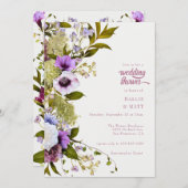 Roze paarse bloemen | Bloom Trouwdouche Kaart (Voorkant / Achterkant)