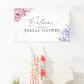 Roze Paarse Bloemen Bruids / Baby shower Welkom Spandoek (Insitu)