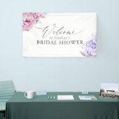 Roze Paarse Bloemen Bruids / Baby shower Welkom Spandoek (Beurs)