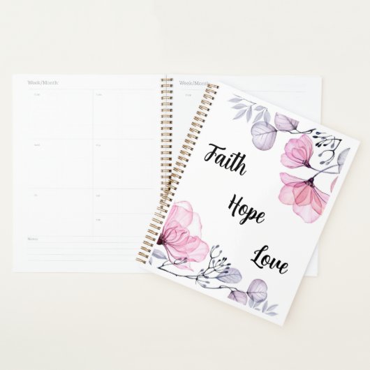 Roze Paarse Bloemen Christelijke Vrouwen Planner (Display)