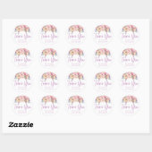 Roze Paarse Bloemen Dank u Verjaardagsbruiloft Ronde Sticker (Vel)