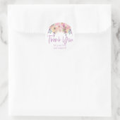 Roze Paarse Bloemen Dank u Verjaardagsbruiloft Ronde Sticker (Tas)