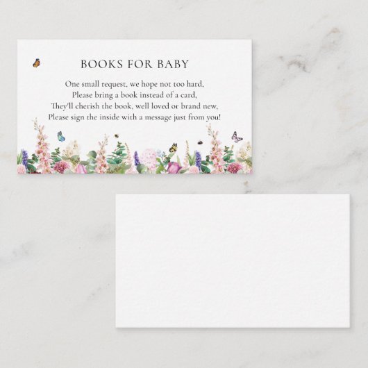 Roze paarse bloemen en botervliegen | Boeken voor Informatiekaartje (Voorkant / Achterkant)