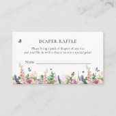 Roze paarse bloemen en botervliegen | Diaper Raffl Informatiekaartje (Voorkant)