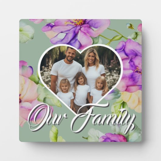  roze paarse bloemen Familie foto template Fotoplaat (Voorkant)