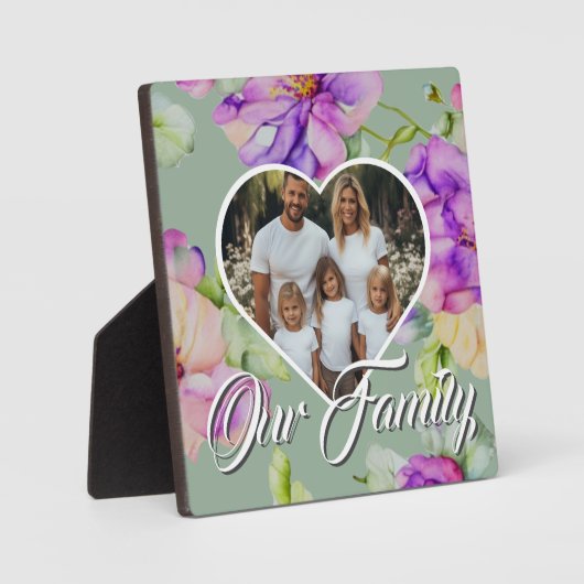  roze paarse bloemen Familie foto template Fotoplaat (Voorkant)