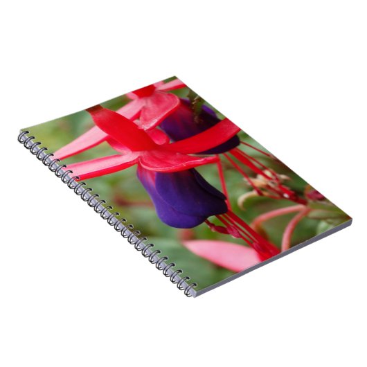 Roze Paarse Bloemen Foto Notitieboek (Rechterzijde)