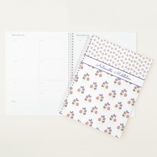  Roze Paarse Bloemen gepersonaliseerd Planner (Display)