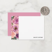 Roze Paarse Bloemen Gepersonaliseerde Notitiekaart Notitiekaartje (Voorkant / Achterkant in situ)