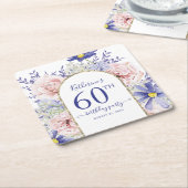 Roze Paarse Bloemen God Lijst 60ste Verjaardagsfee Kartonnen Onderzetters (Schuin)