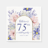 Roze Paarse Bloemen God Lijst 75ste Verjaardag Par Servet (Voorkant)