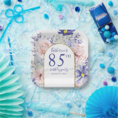 Roze Paarse Bloemen God Lijst 85ste Verjaardagsfee Papieren Bordje (Feest)