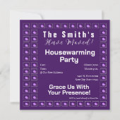 Roze, Paarse Bloemen Housewarming Party Uitnodigin Aankondiging (Voorkant)