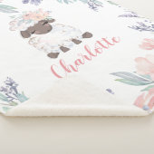 Roze Paarse Bloemen Lam Gepersonaliseerd Meisje Ba Sherpa Deken (3/4)