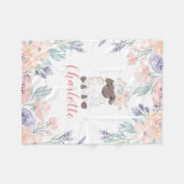 Roze Paarse Bloemen Lam Gepersonaliseerd Meisje Fleece Deken (Voorkant (Horizontaal))