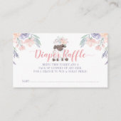 Roze Paarse Bloemen Lamb Meisje Luier Raffle Ticke Informatiekaartje (Voorkant)