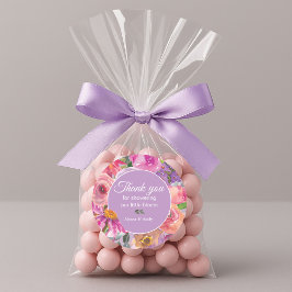 Roze Paarse Bloemen Little Bloom Baby shower Ronde Sticker