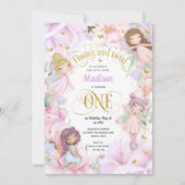 Roze paarse bloemen met gekantelde tuinvleugel kaart (Voorkant)