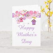 Roze & Paarse Bloemen Moederdag Kaart (Gele Bloem)