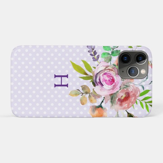 Roze Paarse bloemen monogram Case-Mate iPhone Case (Achterkant (horizontaal))