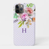 Roze Paarse bloemen monogram Case-Mate iPhone Case (Achterkant)