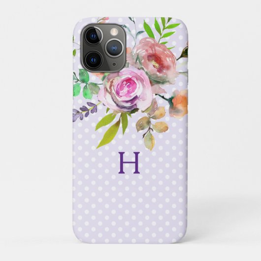 Roze Paarse bloemen monogram Case-Mate iPhone Case (Achterkant)