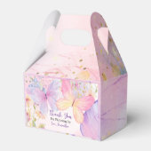 Roze Paarse Bloemen Oh Baby Vlinder Baby shower Bedankdoosjes (Achterkant)