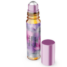 Roze & Paarse Bloemen Parfum Roller Flessenetiket Waterfles Etiket