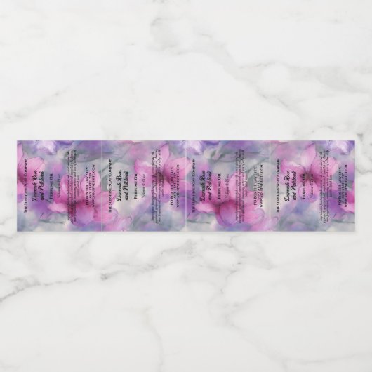 Roze & Paarse Bloemen Parfum Roller Flessenetiket Waterfles Etiket (Enkel label)