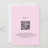 Roze paarse bloemen QR code details RSVP bruiloft Kaart (Achterkant)