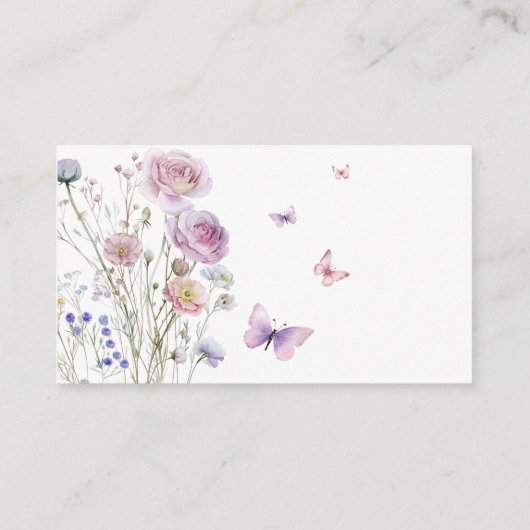 Roze Paarse bloemen raden hoeveel vlinder kussen Informatiekaartje (Achterkant)