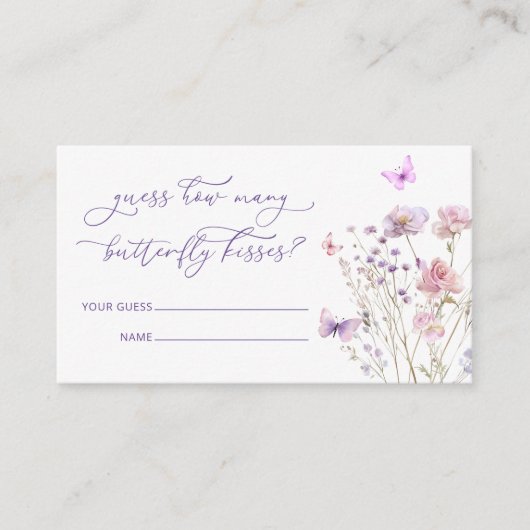 Roze Paarse bloemen raden hoeveel vlinder kussen Informatiekaartje (Voorkant)