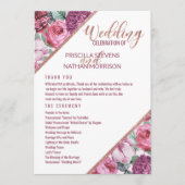 Roze Paarse Bloemen Rose Goud Huwelijksprogramma Programmakaart (Voorkant)