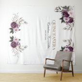 Roze paarse bloemen Roze Goud QUINCEAÑERA Prop Wandkleed (In Situ (horizontaal))