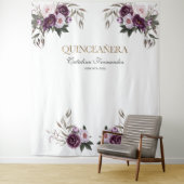 Roze paarse bloemen Roze Goud QUINCEAÑERA Prop Wandkleed (In situ)