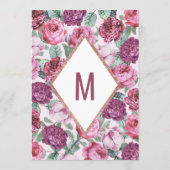 Roze Paarse Bloemen Roze Gouden Trouwmenu Menu (Achterkant)