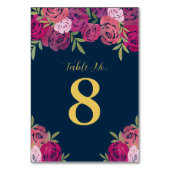 Roze & Paarse Bloemen Rozen Blauw Bruiloft Kaart (Achterkant)