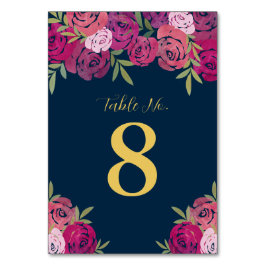 Roze & Paarse Bloemen Rozen Blauw Bruiloft Kaart