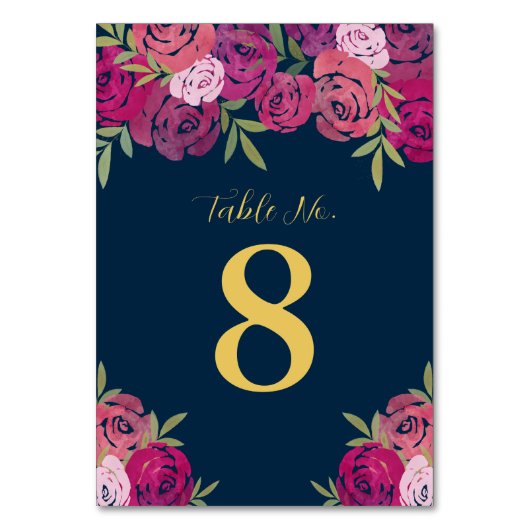 Roze & Paarse Bloemen Rozen Blauw Bruiloft Kaart (Voorkant)